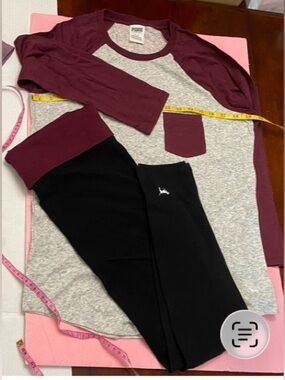 2015 VS Pink Yoga pants & baseball tee Martin, black, & gray